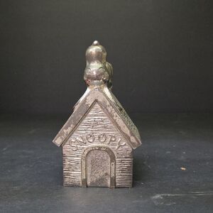 Vintage SNOOPY Dog House 1958 Leonard Silverplate Metal Coin Bank
